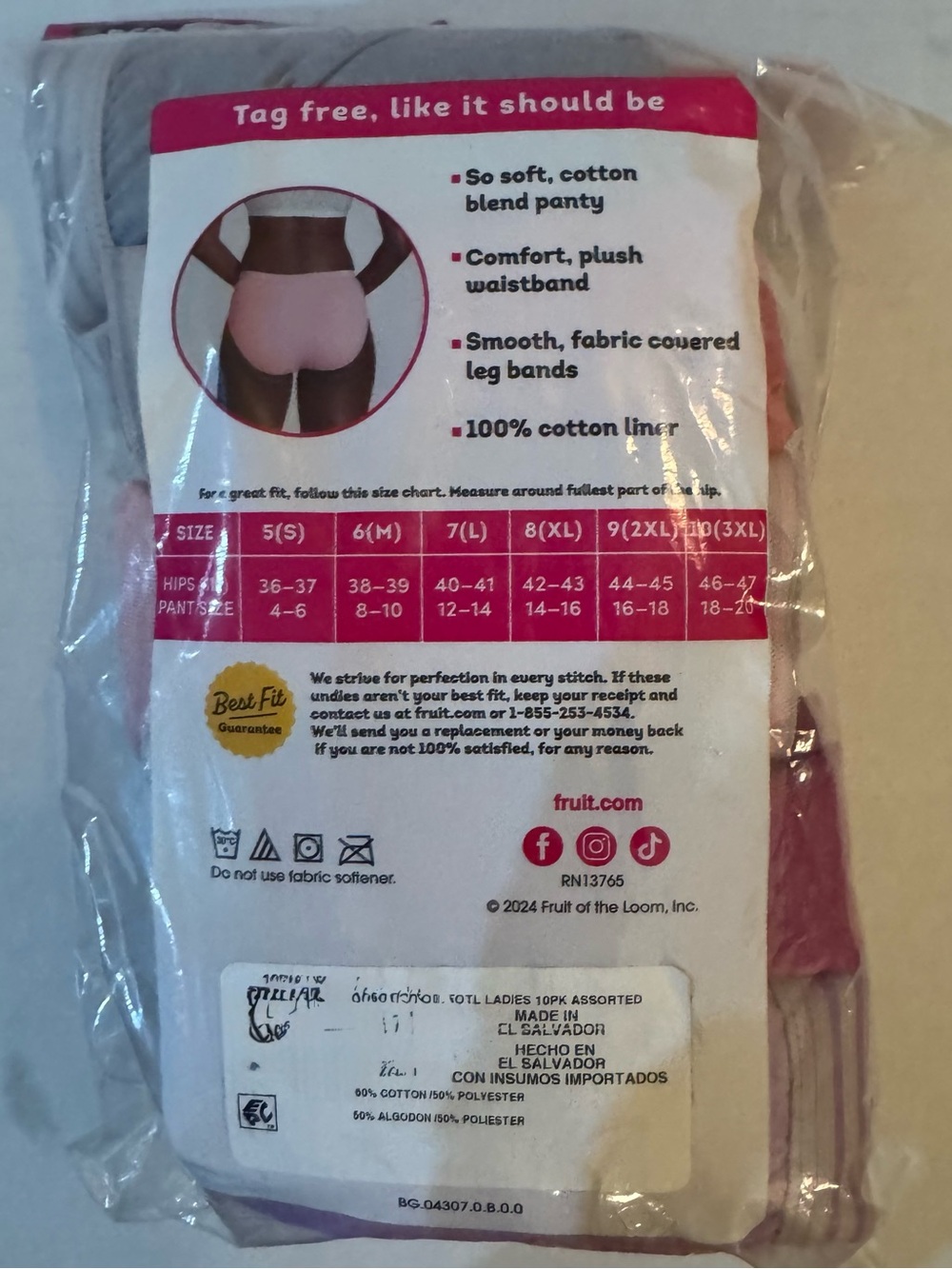 Fruit of the Loom Women's Cotton Hi-Cut Brief Underwear, 10-Pack - Picture 3 of 3